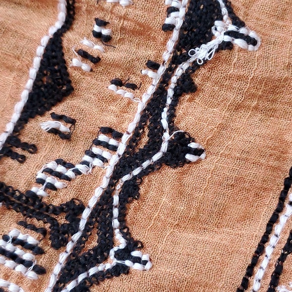 Free People Saffron Gauze Yerra Cotta Orange Embrpidered Boho Tunic Small - Picture 4 of 5